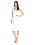 All Over Eyelet Deep Halter V Neck Dress, White, 14