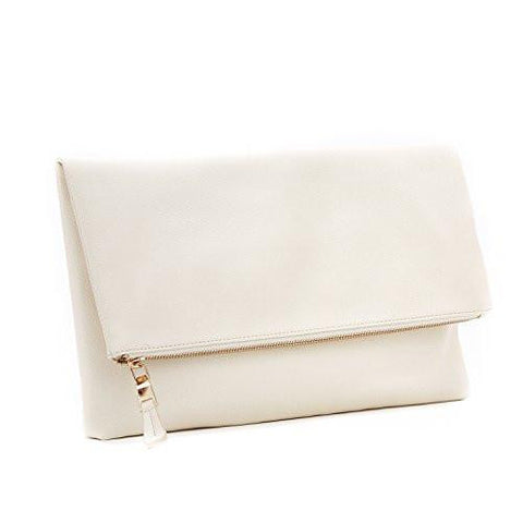 Bysummer Markfran Oversized Foldover Clutch Ivory