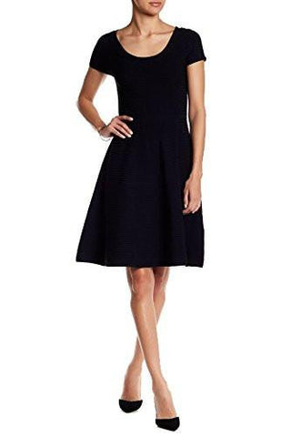 Short Sleeve Ribbed Dress For In Black, Small