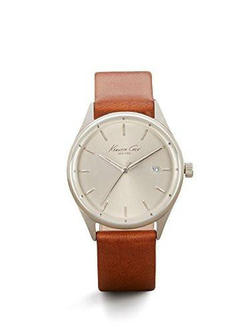 Kenneth Cole York Classic Quartz Stainless Steel And Brown Leather Dress Watch Model: 10026626