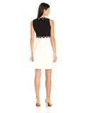 Daisy Embelished 2 Tone Stretch Crepe Dress, Black/Ivory, 4
