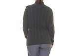 CableKnit Asymmetrical Collar Pullover Sweater Gray L