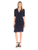 Maggy London Vintage Crepe Sheath With Cascade Ruffle, Dark Navy, 14