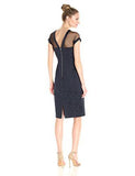 Illusion CapSleeve Crepe Dress, Navy, 12