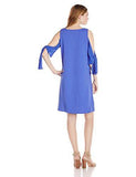 Cold Shoulder Crepe And Chiffon Dress, Lapis, 10