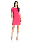 Eliza J Petite Short Sleeve Sheath With Front Pockets, Pink, 10P