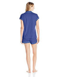 Bella Capsleeve Top And Boxer Pj Set, Marine Blue/Picasso Blue, Small