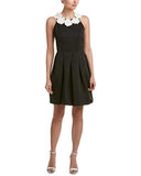 Taylor Dresses Ottoman Fit And Flare Dress With Daisy Applique At Neck, Black, 8