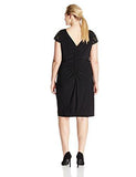PlusSize Cap Sleeve Dress With Side Ruching, Black, 18W