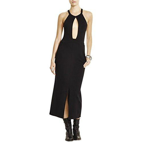 Friday Night Slit Sleeveless Casual Dress Black S