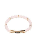 Guess Factory Pink And Goldtone Logo Stretch Bracelet