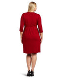 Karen Kane PlusSize Wrap Top Pleated Dress, Red, 1X