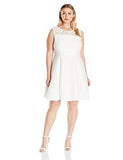 Taylor Dresses Plus Size Solid Ponte VNeck Dress, Ivory, 18W