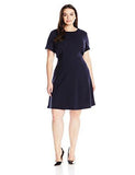 Plus Size Short Sleeve Fit And Flare, Navy, 20W