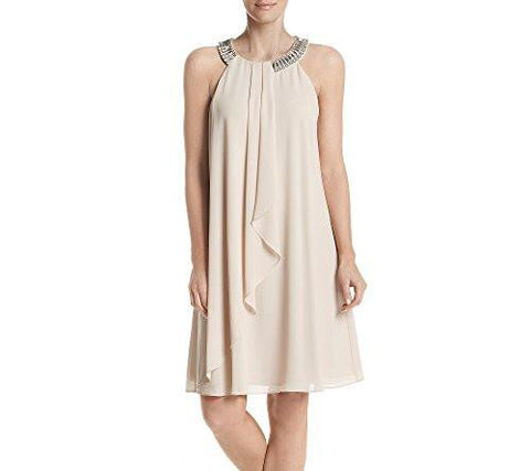 Beaded Float Dress, Champagne, 16