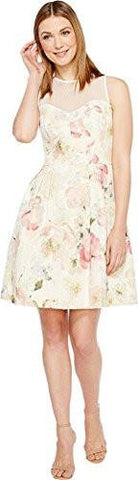 Metallic Brocade Fit And Flare, Soft White/Multi, 4