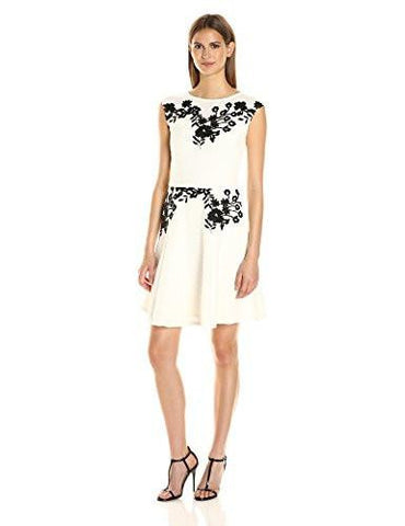 Corded Knit With Applique At Bodice And Waist, Cream, 6