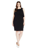 Taylor Dresses Plus Size Double Tier Bodice Stretch Crepe Dress, Black, 18W