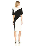 Crepe Color Block Sheath, Ivory/Black, 14