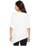 Roll Sleeve With Angle Bottom Blouse Soft White Blouse