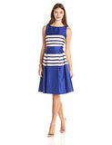 Taylor Dresses Shantung With Nude Organza, Royal/Nude, 8
