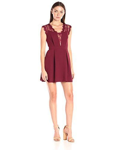 Lace Inset Dress Wine Red 6