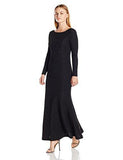 Eliza J Petite Long Sleeve Glitter Gown, Black, 12P