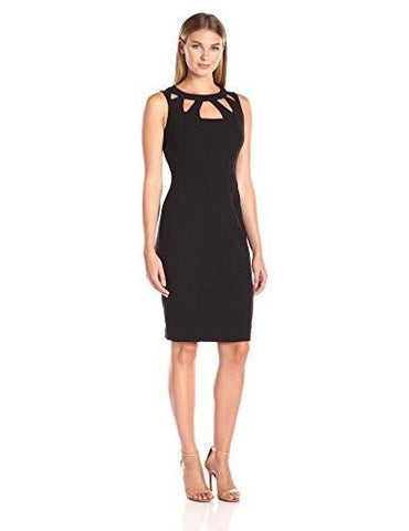 Sleeveless Shift With Triangle Cut Out Neckline, Black, 10