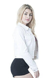 Basic Button Down Denim Jean Jacket Small White