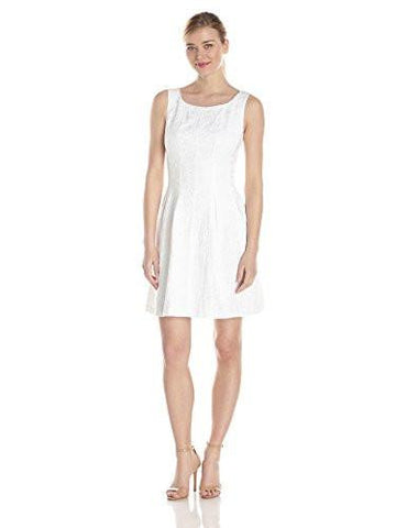 Taylor Dresses Sleeveless Fit And Flare Dress, White, 10