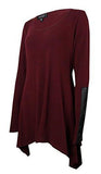 Faux Leather Handkerchief Top, Wine, Small