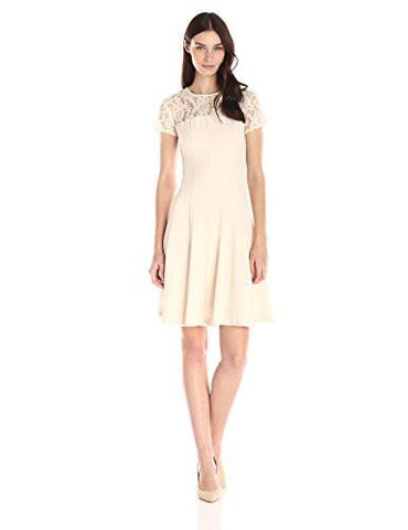Stretch Crepe With Lace, Cream, 10