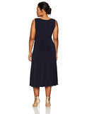 Jessica Howard Plus Size Silver Swing Jacket Ruched Waist Dress, Navy/Taupe, 18W