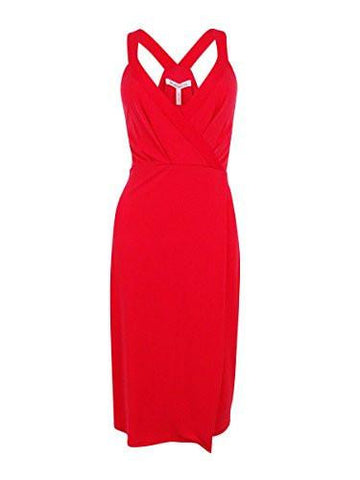 Faux Wrap Midi Dress Red Chili Medium