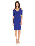 Elbow Sleeve Cold Shoulder Dress, Royal, 12