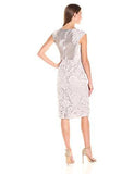 Maggy London Rose Garden Lace Sheath With Faille Back, Taupe, 8