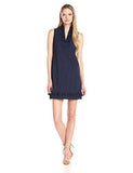 Eliza J Mandarin Collar Shift, Navy, 4