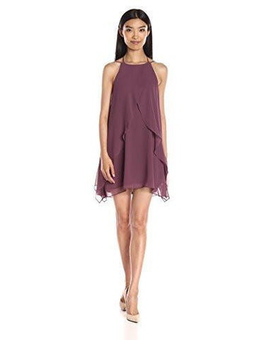 Bcbgeneration Ruffle Halter Dress Dusty Eggplant Medium