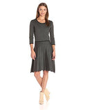 Full Pleated Skirt Sweater Knit Dress, Black Graphite, Large