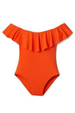 Gypsy Solids OffTheShoulder Bandeau One Piece Swimsuit, Flame/Fla, 6