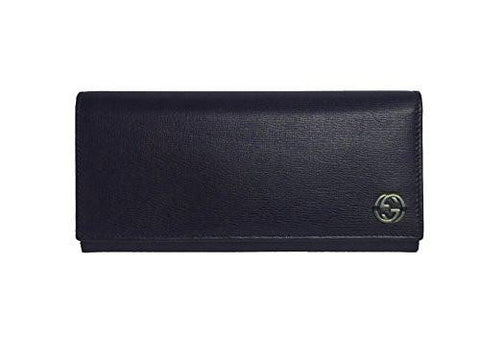 Gucci Saffiano Leather Continental Flap Wallet 256348 4073 Dark Navy Blue