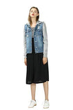 Holdwell Short Denim Jacket With Drawstring Hood Small Grey
