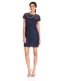 All Over Lace Dress With Cap Sleeve, Navy, 10