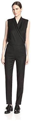 Mm6 S32Fp0040963 Surplice Jumpsuit Black 40 It6 Us