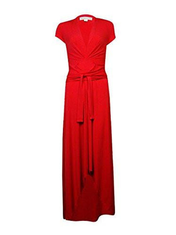 Michael Kors Pleated Faux Wrap Dress 0 True Red