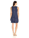 VNeck Dress Pleated Hem, Navy, 4