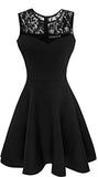 Heloise Aline Sleeveless Pleated Little Black Cocktail Party Dress With Floral Lace M Black