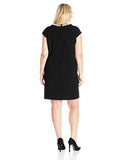 Plus Size Shift Dress With Detailed Neckline, Black, 18W