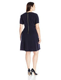 Plus Size Short Sleeve Fit And Flare, Navy, 20W