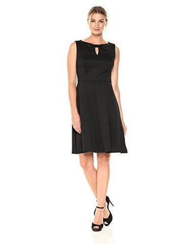 ALine Dress With Keyhole, Black, 16